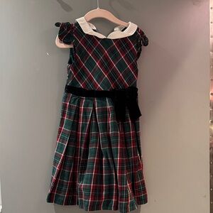 Plaid Kids Formal Dress with Velvet Accents